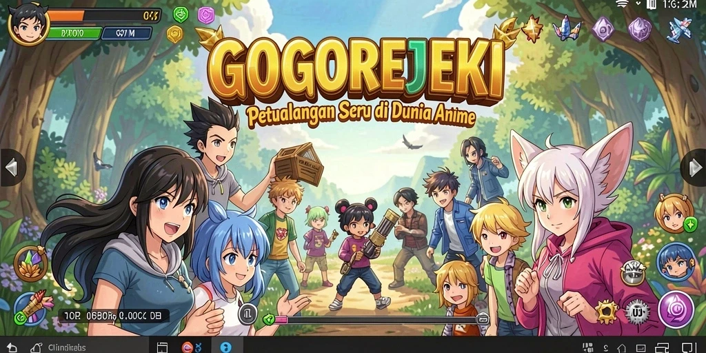 Tampilan gameplay seru dalam GOGOREJEKI dengan karakter anime yang menarik.