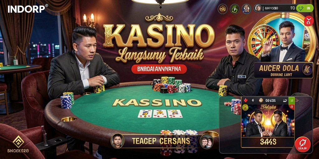 Tampilan gameplay <strong>INDORP</strong> yang menarik dalam suasana kasino langsung.