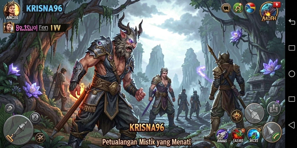 Tampilan gameplay mendebarkan di KRISNA96 dengan petualangan seru.