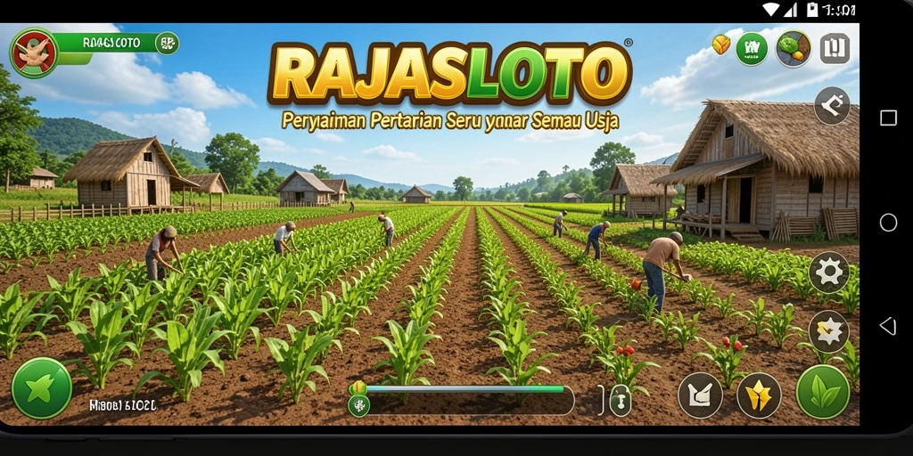Gameplay menarik RAJASLOTO yang menampilkan suasana pertanian yang hidup.
