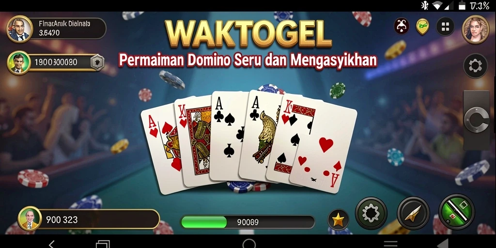 Tampilan gameplay menarik dari WAKTOGEL yang menggambarkan aksi domino.